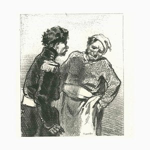 Paul Gavarni, The Conversation, Original Lithograph, 1881-ZCI-2029709