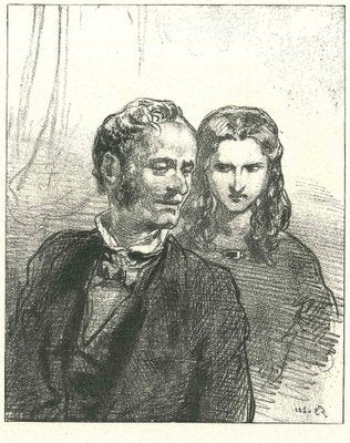 Paul Gavarni, The Couple, Original Lithograph, 1881-ZCI-2029680