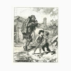 Paul Gavarni, The Passenger Talking to Children, Original Lithograph, 1881-ZCI-2029701