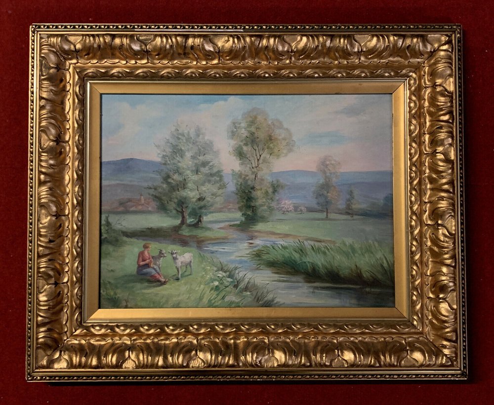 Paul Huntington Genteur, Lakeside Landscape, 20th Century, Oil on Canvas, Framed