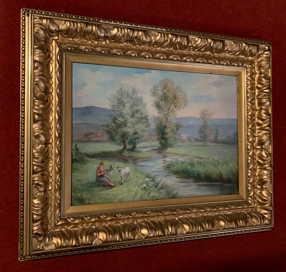 Paul Huntington Genteur, Lakeside Landscape, 20th Century, Oil on Canvas, Framed