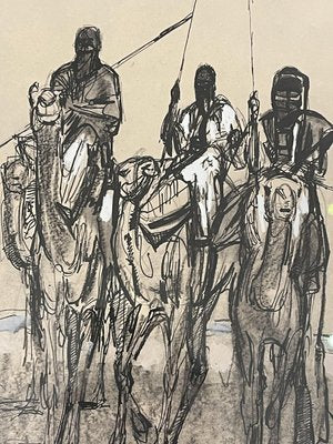 Paul Jouve, Méharistes on Dromedaries, 1931, Ink & Paper-YXM-1785106