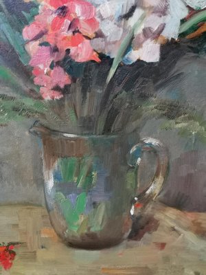 Paul Kusche, Still Life with Gladioli, 1920s, Oil on Panel-BGS-1077813