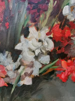 Paul Kusche, Still Life with Gladioli, 1920s, Oil on Panel-BGS-1077813