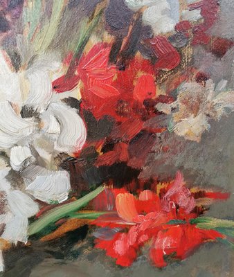 Paul Kusche, Still Life with Gladioli, 1920s, Oil on Panel-BGS-1077813