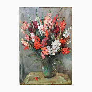 Paul Kusche, Still Life with Gladioli, 1920s, Oil on Panel-BGS-1077813