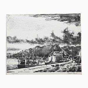 Paul Petit, The Harbor, Original Lithograph, Mid 20th-Century-ZCI-1163987