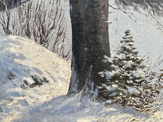 Paul Schuler, Snowy Landscape in the Morning, 1920s, Oil on Canvas-BGS-1791879