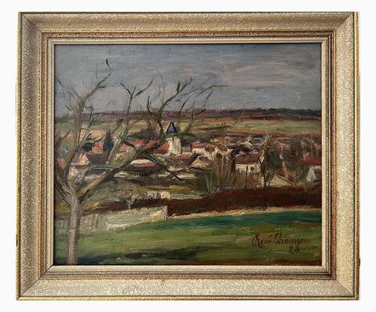 Paul Thomsen, Landscape and Village of Seine et Marne, 1928, Oil on Canvas, Framed