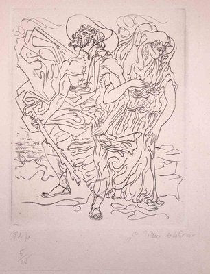 Paul Titeux de La Croix, Edipe, Original Etching, 1948-ZCI-1383702