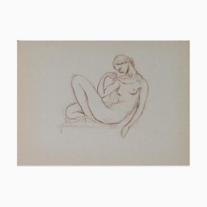 Paul Vera, Lying Nude Woman, Pencil Drawing, Early 20th Century-ZCI-871234