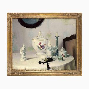 Paul Walter Erhardt, Still Life with Glass and Porcelain, Oil Painting, 1920-ZCI-2029250