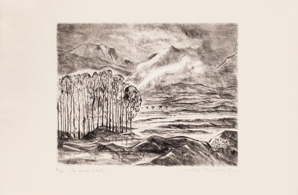 Paulette Humbert, Landscape, Mid-20th Century, Original Etching-ZCI-799730