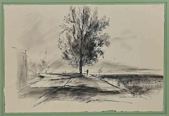 Paulette Humbert, Landscape, Original Drawing, 1940s-ZCI-1270458