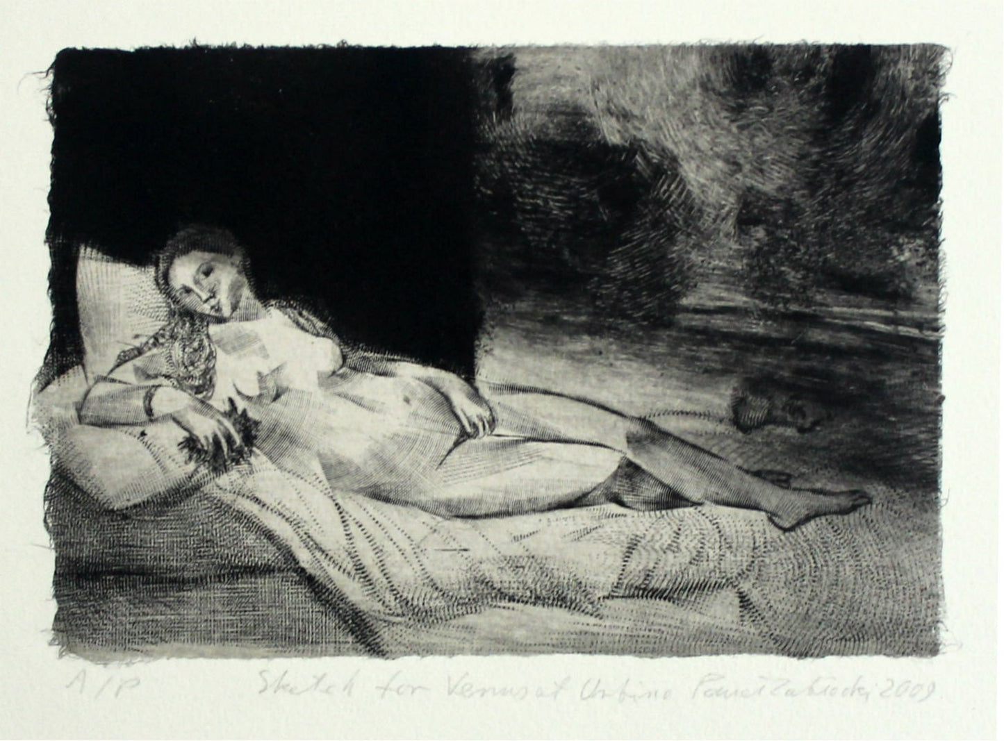 Pawel Zablocki, Sketch for Venus at Urbino, Etching on Paper, 2009