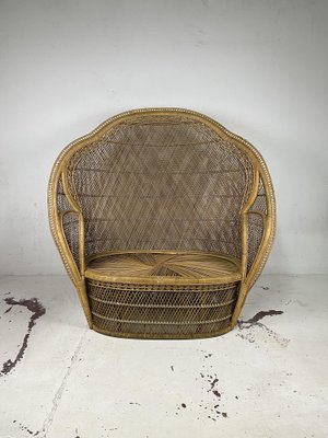 Peacock 2-Seater Sofa in Wicker and Rattan, Italy, 1960s-TPO-1780790