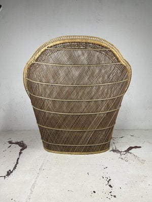 Peacock 2-Seater Sofa in Wicker and Rattan, Italy, 1960s-TPO-1780790