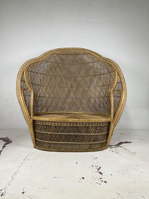 Peacock 2-Seater Sofa in Wicker and Rattan, Italy, 1960s-TPO-1780790