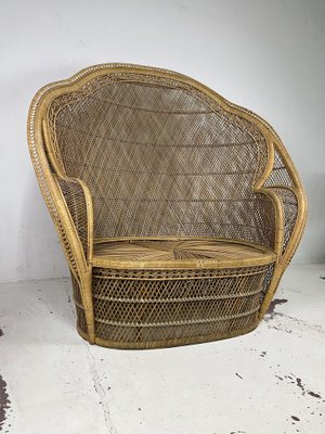 Peacock 2-Seater Sofa in Wicker and Rattan, Italy, 1960s-TPO-1780790