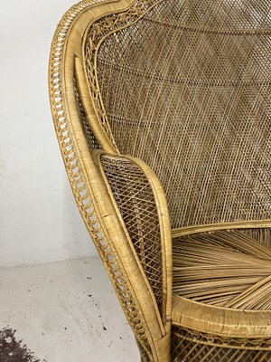 Peacock 2-Seater Sofa in Wicker and Rattan, Italy, 1960s-TPO-1780790