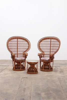 Peacock Chairs with Side Table by Emmanuelle Pauw, 1960, Set of 3-EZZ-1452848