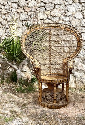 Peacock Wicker Armchair Emmanuelle, 1970s-HDF-1741747