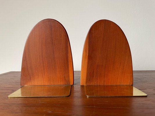 Pearwood Brass Bookends, 1960s, Set of 2-WSA-885440