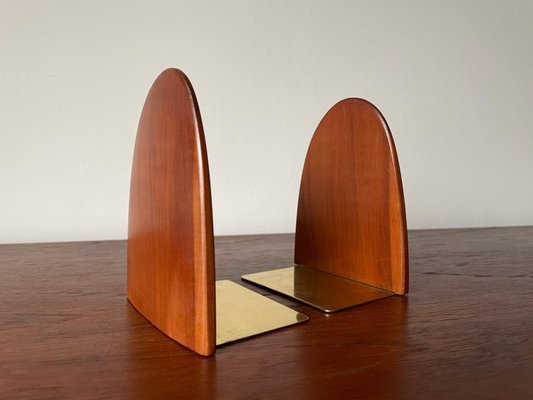 Pearwood Brass Bookends, 1960s, Set of 2-WSA-885440