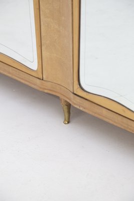 Pearwood, Glass and Brass Cabinet by Paolo Buffa, 1950s-RCE-1419474