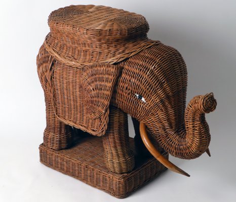 Peddle Cane Rattan Elephants Side Table, France, 1960s-ESB-1396331