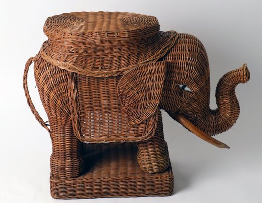 Peddle Cane Rattan Elephants Side Table, France, 1960s-ESB-1396331