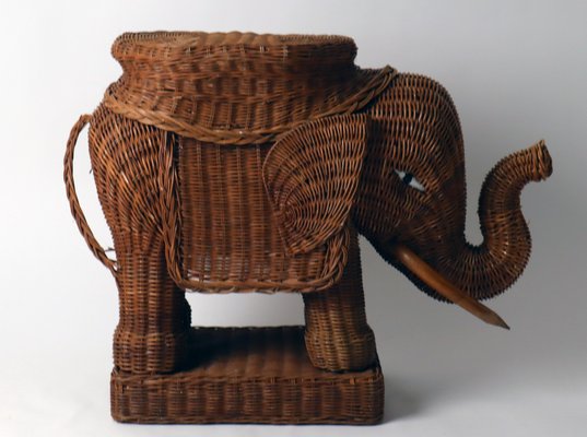 Peddle Cane Rattan Elephants Side Table, France, 1960s-ESB-1396331