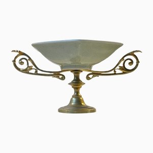 Pedestal Bonbonniere in Faience and Brass from Royal Copenhagen-LCR-1250527