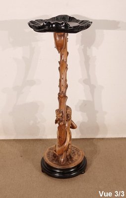 Pedestal " Eros riding a dolphin " in Natural Wood and Blackened Wood, Late 19th Century-RVK-1437480