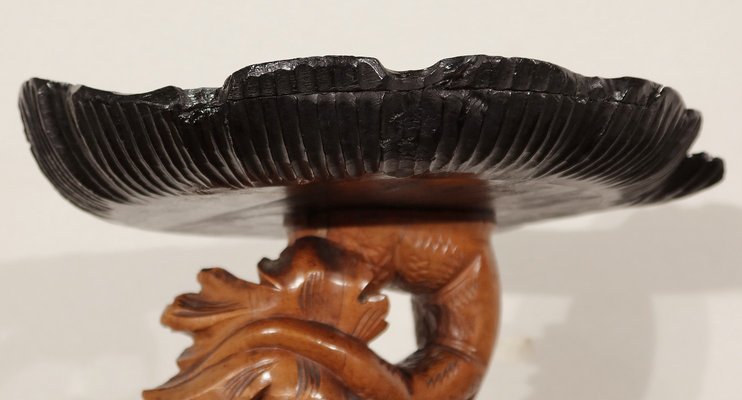 Pedestal " Eros riding a dolphin " in Natural Wood and Blackened Wood, Late 19th Century-RVK-1437480