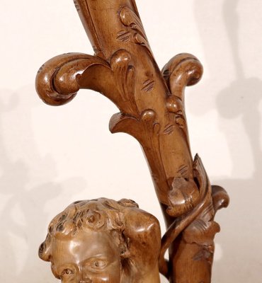 Pedestal " Eros riding a dolphin " in Natural Wood and Blackened Wood, Late 19th Century-RVK-1437480