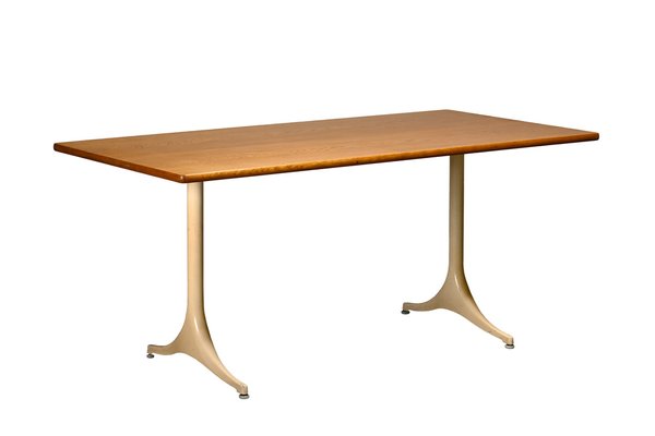 Pedestal Table with Oak Table Top by George Nelson for Herman Miller and Vitra, 1970s-JK-2043633