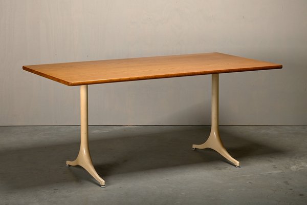 Pedestal Table with Oak Table Top by George Nelson for Herman Miller and Vitra, 1970s-JK-2043633