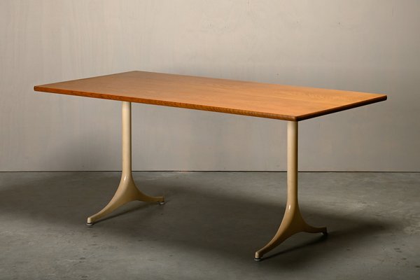 Pedestal Table with Oak Table Top by George Nelson for Herman Miller and Vitra, 1970s-JK-2043633