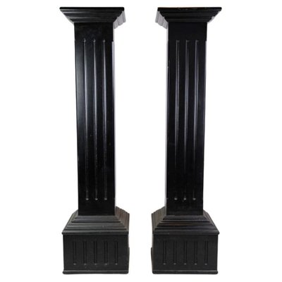 Pedestal Tables with Black Paint in Louis XVI Style, 1980s, Set of 2-UY-1284420