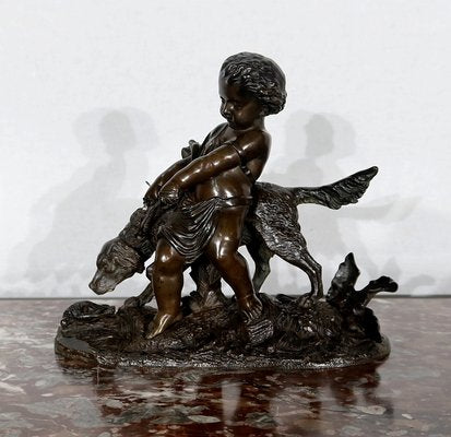 Peiffer, L’enfant et le chien, 19th Century, Bronze Sculpture-RVK-1124332