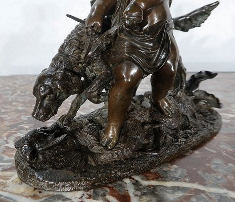 Peiffer, L’enfant et le chien, 19th Century, Bronze Sculpture-RVK-1124332