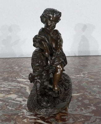 Peiffer, L’enfant et le chien, 19th Century, Bronze Sculpture-RVK-1124332