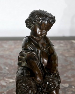 Peiffer, L’enfant et le chien, 19th Century, Bronze Sculpture-RVK-1124332