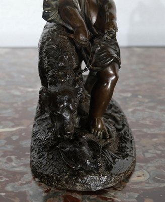 Peiffer, L’enfant et le chien, 19th Century, Bronze Sculpture-RVK-1124332