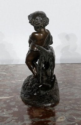 Peiffer, L’enfant et le chien, 19th Century, Bronze Sculpture-RVK-1124332