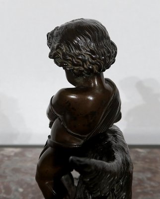 Peiffer, L’enfant et le chien, 19th Century, Bronze Sculpture-RVK-1124332