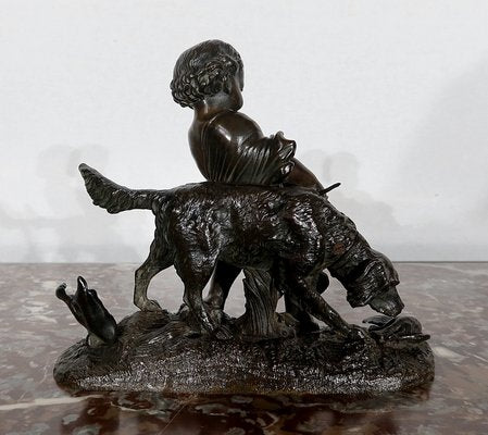 Peiffer, L’enfant et le chien, 19th Century, Bronze Sculpture-RVK-1124332