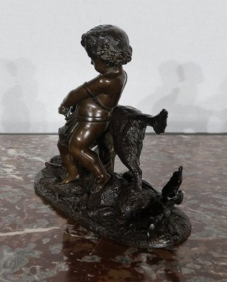 Peiffer, L’enfant et le chien, 19th Century, Bronze Sculpture-RVK-1124332