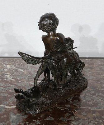 Peiffer, L’enfant et le chien, 19th Century, Bronze Sculpture-RVK-1124332